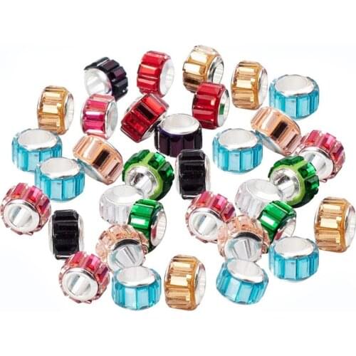 10Pcs Assorted Color Large Hole European Beads Plastic Resin Spacer Beads for Jewelry Making Fit Pandora Bracelet Women Girls