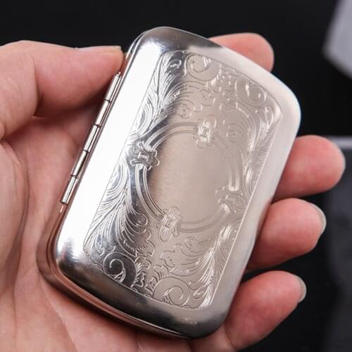 Stainless Steel Portable Cigarette Case For Pipe Tobacco Shreds Dried Weed Handwork Cigarette Storage Box Holder Smoking Tools