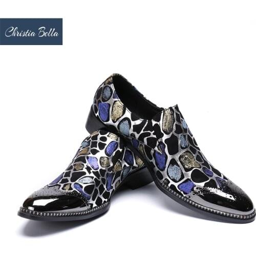 Christia Bella Brand Designer Mens Suit Shoes Fashion Tuxedo Dress Shoes Plus Size Evening Party Oxford Shoes for Men