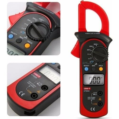 DHL 20PCS UT202A 600A DC AC Voltage Digital Clamp Pattern Multi-meter LCD Screen Home Tool (Color: Red UNI-T )