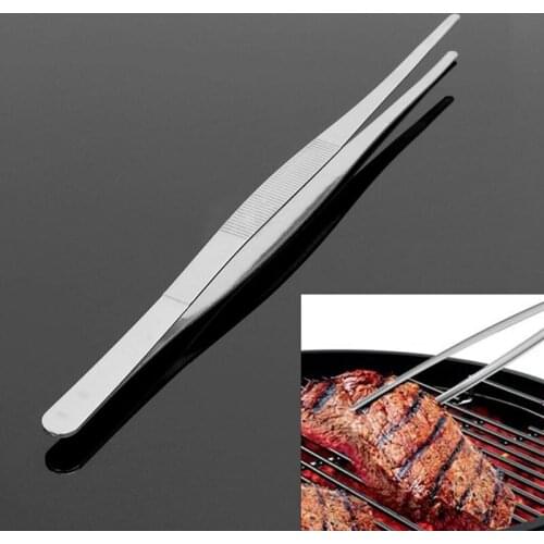 Long Barbecue Food Tongs Stainless Steel Straight Tweezer Food Clip Medical Purposes Buffet BBQ Restaurant Tool Kitchen Gadgets