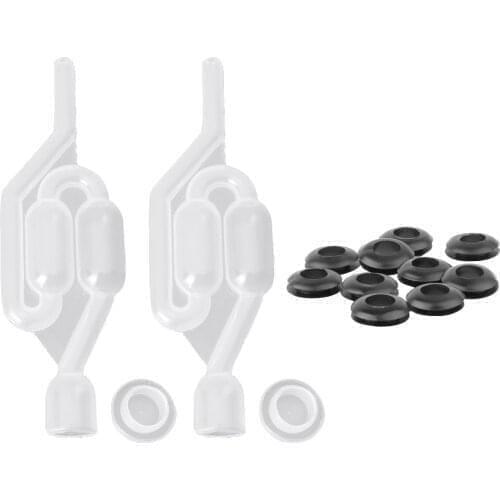 2Pcs Airlock S-Shape Twin Bubble Water Airlock with Silicone O Ring Sealing Washers Grommet for Wine Making Beer Brewing Kitchen