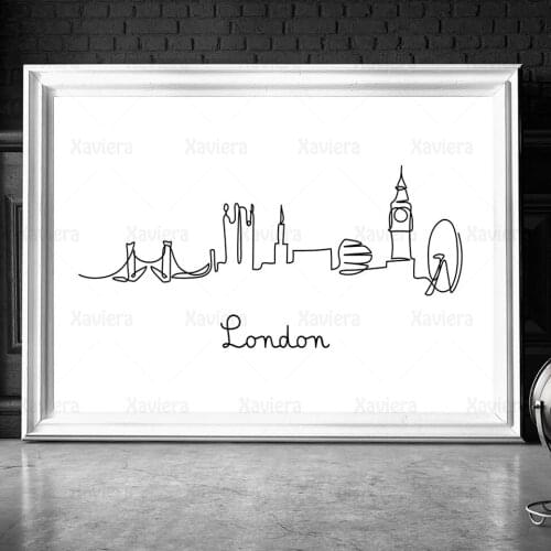 City London New York Black Line Canvas Painting Nordic Art Poster Minimalist Black and White Picture for Living Room Decoration