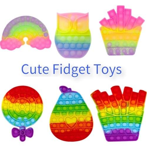 Hot Simple Dimple Rainbow Pop Push Bubble Fidget Toy Antistressanti Stress Toys Stress Relief Toys For Adults And Children Gift