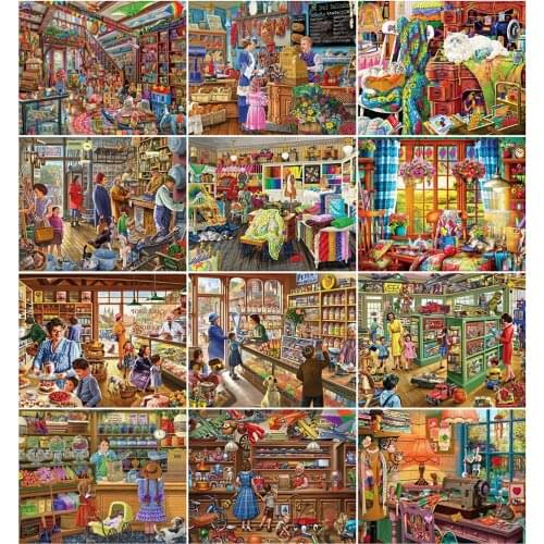 AZQSD Painting By Number Canvas Kits Landscape Acrylic Paint Home Bedroom Wall Artwork Coloring By Numbers Town DIY Unique Gift