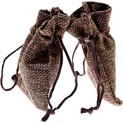 Brown Linen Flax bag Drawstring Pouch Jewelry Packaging Wedding Gift Bag