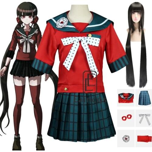 Anime Danganronpa V3 Killing Harmony Harukawa Maki Cosplay Costume Girls School Uniform Women Sailor Suit Wig