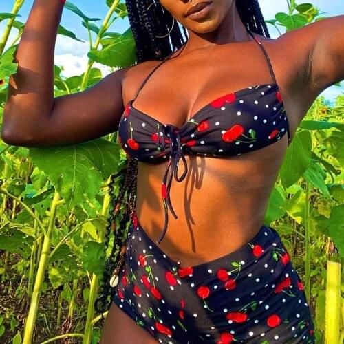 Mossha Vintage print womens swimsuit Sexy bandeau micro swimwear High waist bikini set Beach wear String bathing suit Biquini