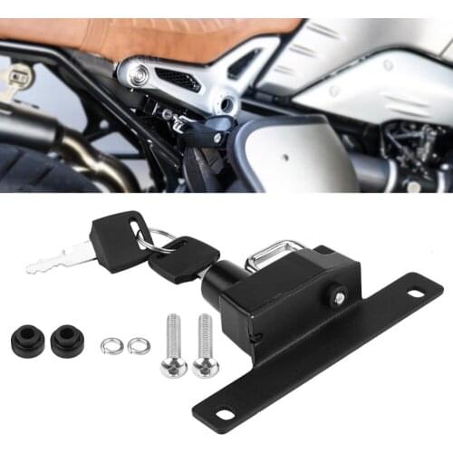 Motorcycle Alloy Helmet Lock Mount Hook Black Right Side Anti-theft Security with 2 Keys Fits for BMW R Nine T Models 2017-2018