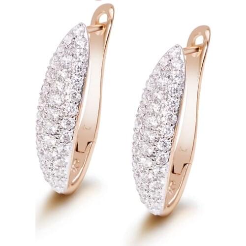 MxGxFam Mirco Zircon Long V Shape Hoop Earrings For Women Mix Gold Color 18 k Fashion jewelry CZ AAA+ Nickel Free