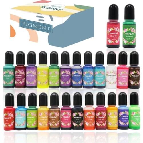 26 Colors 10ML Epoxy Resin Pigment Kit Art Ink Liquid Resin Colorant Dye Ink Diffusion for Epoxy Resin Mold Jewelry Making