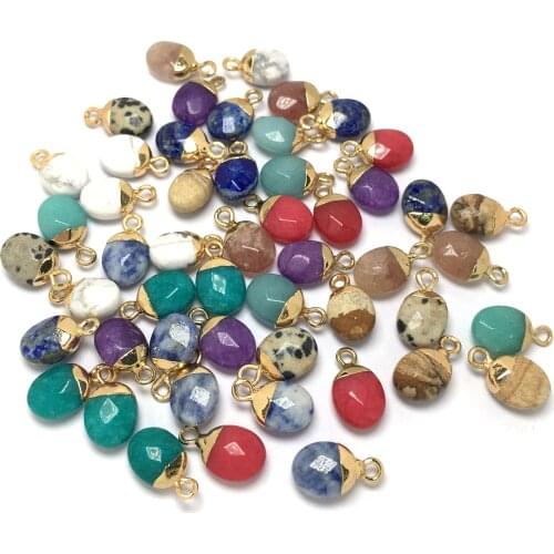 Natural Stone Crystal Pendant charm Oval Shape Pendants for Jewelry Making Supplies DIY Fine necklace earring accessories