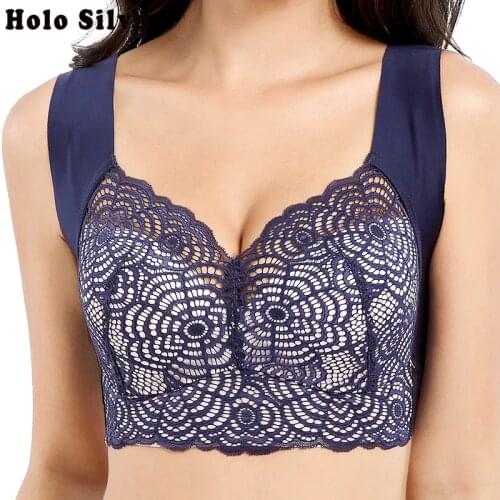 No Rims Lingeries Underwears Women Bras Plus Size 52/120CDE Lace Ice silk Bra Bh Gathering Sleep Bra Womens Vest Bra