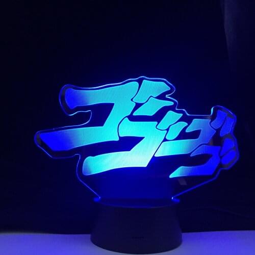 JoJos Bizarre Anime Adventure Letter Design Led Night Light Touch Sensor Colorful Nightlight for Home Decor Table 3d Lamp Gift