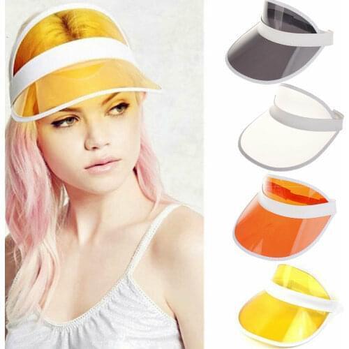 2019 New Women Man Transparent Summer Sun Visor Party Casual Clear Plastic Adult Sunscreen Cap Sunhat Unisex Outdoor Beach Hat