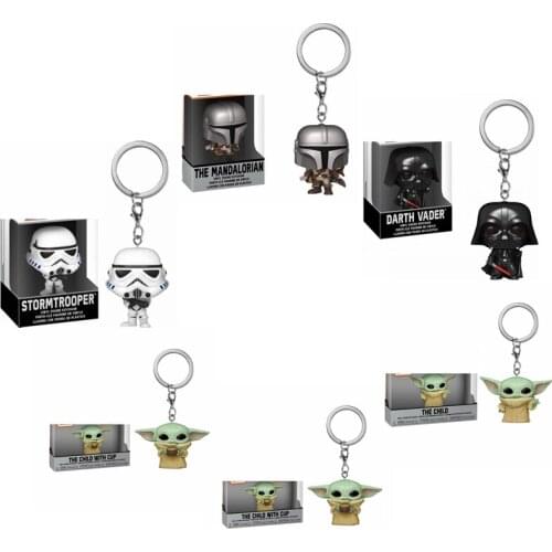 NEWest Star Wars PVC Action Figure Keychain Yoda Mandalorian Darth Vader Stormtrooper Collection Toys for Children Pendant