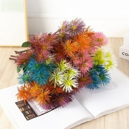 New Spray Artificial Flowers Fake Dandelions Round Ball Flower Bouquet For Home Decor Wedding Decoration Accessories