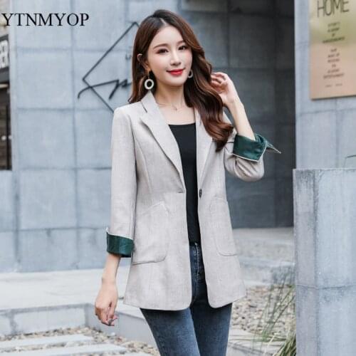 Office Lady Blazer Plus Size 3XL Spring Clothing Slim Fashion Suit Coat Female High Street Women Jacket With Pockets YTNMYOP