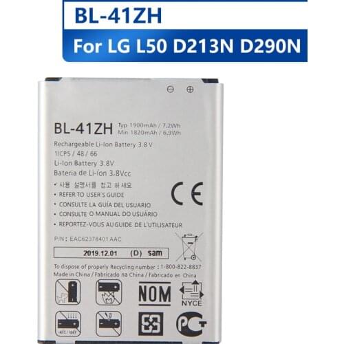 Agaring Original Replacement Phone Battery BL-41ZH For LG L50 D213N EAC62378401 BL-41ZH Authentic Rechargeable Battery 1900mAh