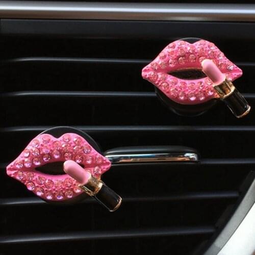 Air Freshener Diamond Car-styling Bling Sexy Lips Mouth Car Air Outlet Fragrant Perfume Clip Freshener Diffuser Gift Flavoring