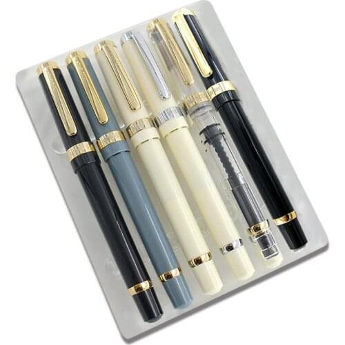 Wing Sung 698 Fountain Pen 14K Glod Translucent Black Vaccum Filling Fountain-Pen Fine Nib Pen Office Supplies Stationery Gift