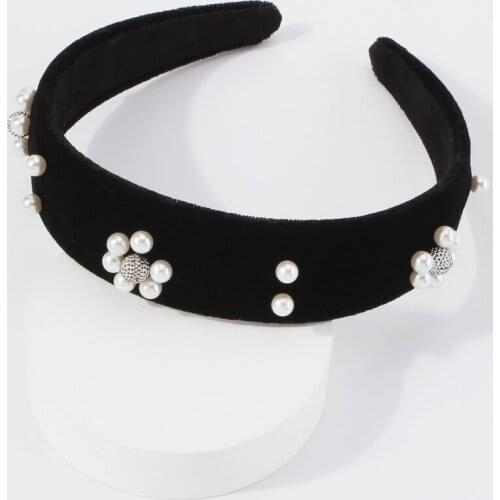 New Fashion Padded Headband For Women Sponge Hairband Luxury Imitation Pearls Exquisite Bead Hair Jewelry Party Accessories