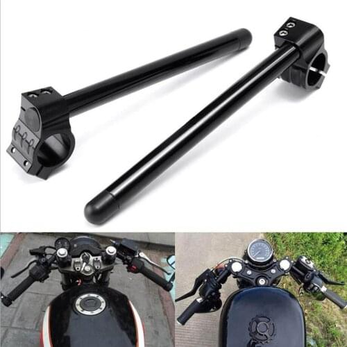 Motorcycle Racing Handlebar 31-52mm Adjustable Clip On Ons Fork Handle Bar for Cafe Racer Motorbike Universal BLACK