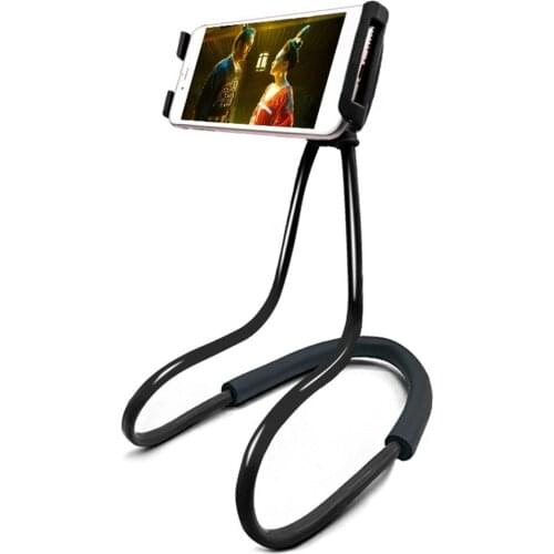 Hanging Neck Mobile Phone Clip Multifunction Hanging Stretchable Lazy Neck Phone Holder Stand Desktop 360 Rotating Mount Support