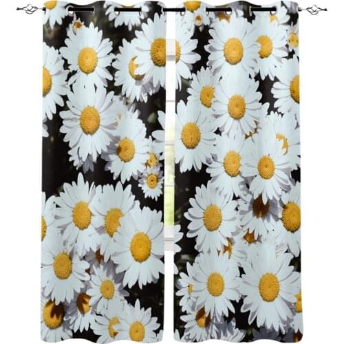 Small Daisy Flowers Window Curtains LivingRoom Kitchen Curtains Left and Right Biparting Open