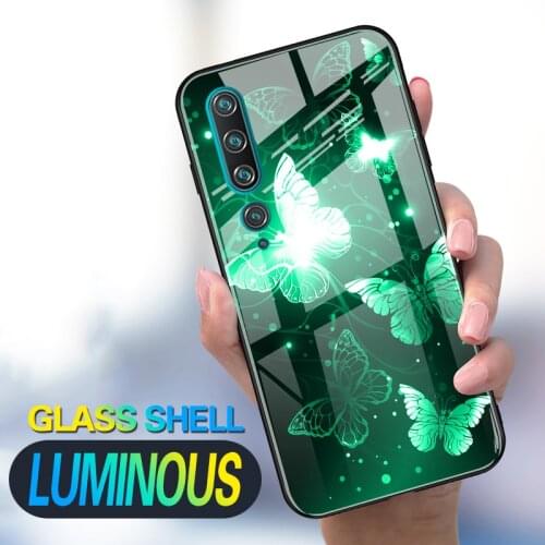 3D Flower Luminous Glass Case For XiaoMi Mi 8 SE 9 Lite Light Glow Silicone TPU Cover For XiaoMi 9T 10 Pro 10 Ultra