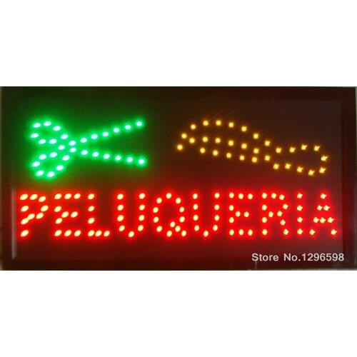 LED peluqueria shop sign direct selling customed low power 10X19 inch semi-outdoor Ultra Bright barber shop led display