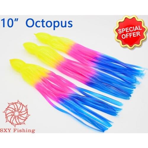 SXY FISHING 10 Inch Octopus Squid Seawater Fishing Bait Trolling Bait Bionics Squid Lure Bionics Octopus Bait Multiple colors 2