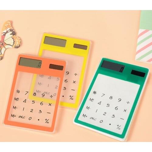 Ultra Slim Mini Transparent Solar Powered LCD Touh Screen Student Calculator