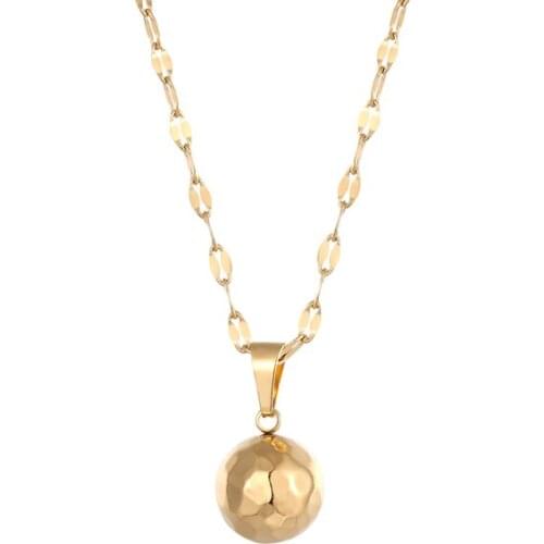 Unique Design Shiny Tangent Plane Ball Pendant Necklace Top Quality Stainless Steel Gold Color jewelry Necklace Commemorate Gift