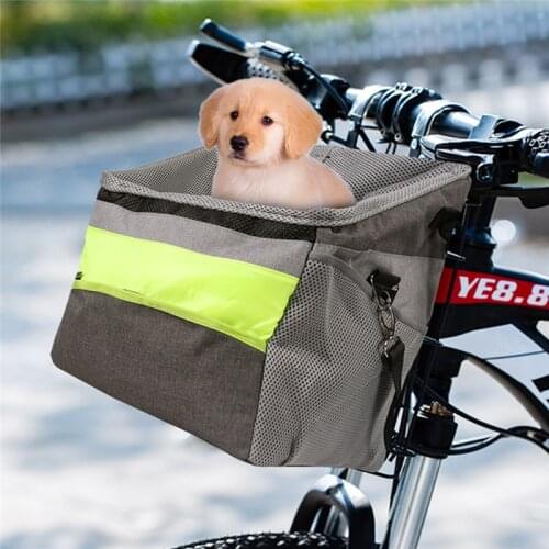 Waterproof Folding Pet Dog Carrier Portable Travel Cycling Seat Basket Bicycle Front Handlebar Basket Bag Dog Bike Carrier C42