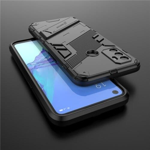 For Oppo A53 Case For Oppo A53 A32 A53S A33 Shockproof Silicone Bumper Holder Stand Armor Hard PC Phone Cover For Oppo A53 Case