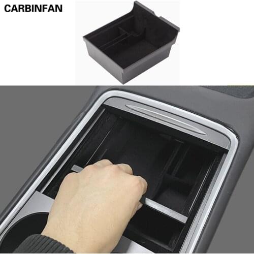 Central Armrest Storage box Drawer accessories Flocking Organizer Containers For Tesla Model 3 2021 C1784