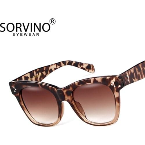 SORVINO Retro Leopard Square Cat Eye Sunglasses Women 90s Fashion Rave Luxury Brand Designer Cateye Sun Glasses Big Shades SP137