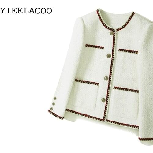 Tweed Coat Women Elegant Retro Graceful Short Jacket Spring/Autumn Winter Jacket Office Loose-Fit Versatile Wool Tweed Tops