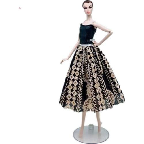 1/6 BJD Clothes Fashion Black Floral Off Shoulder Shirt Top Skirt For Barbie Clothes Clothing Princess Gown 30cm Dolls Accessory