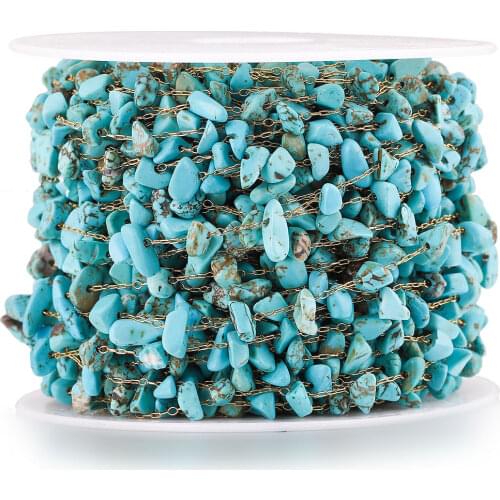 1 Meter Stainless Steel Natural Stone Chains turquoise Gemstone for DIY Jewelry Necklace Making Findings Bracelets wholesale