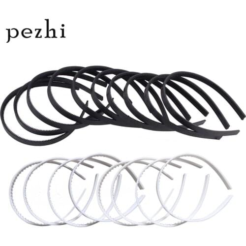 20pcs DIY headband ABS 10mm 15mm girl step tooth plastic semi-finished HairHoop toothed plastic head buckle white black