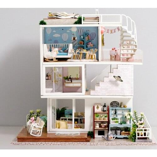 3-story Super Luxury Diy Doll House Set Wooden Mini Doll House Exquisite Furniture Set Childrens Led Lights Toys Christmas Gift
