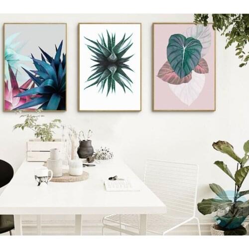3 pieces Frameless decorative picture of tropical foliage canvas paintings