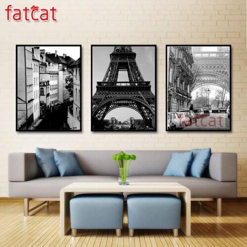 FATCAT Paris city landscape diy 5d diamond painting full square round drill mosaic embroidery sale triptych kits decor AE2591