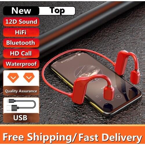 Wireless Bone Conduction Headphones Bluetooth Waterproof Comfortable Wear Open Ear Hook Light Weight Not In-ear Sports Earphones