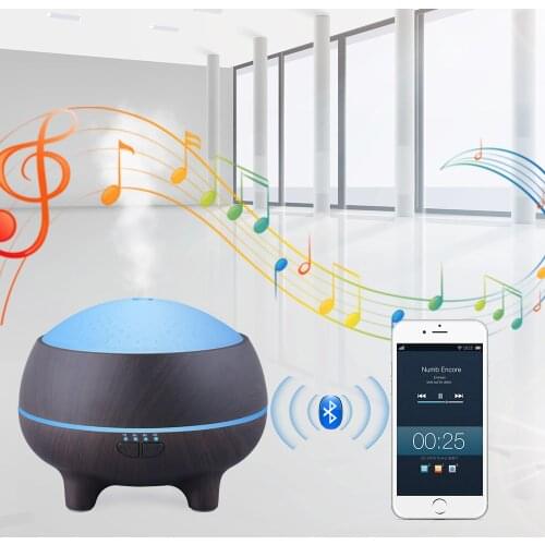 Bluetooth Aromatherapy Diffuser Wood Grain Ultrasonic Humidifier Diffuser for Home with Aroma Lamp for Oil Home 400ml