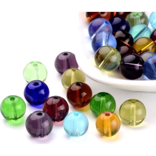 50~300pcs 6mm 8mm 10mm Glass Round Beads for jewelry making Accessories Findings, Randomly Mix Color,hole: 1mm F65