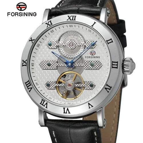 Forsining Top Brand Tourbillion Obscure Designer Rose Golden Elegant Retro Designer Clock Mens Watch Luxury Automatic WristWatch