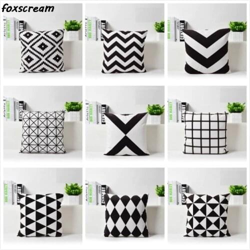 Nordic Cushion Cover Home Decor Black White Decorative Pillows Geometric Cushions Covers Velvet throw pillows For Sofa 45x45cm